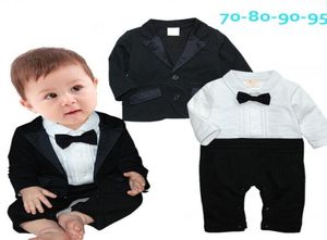 Baby blazer kostym för pojkar herrar bomull baby pojke kläder set långärmad romper jumpsuits och jacka spädbarn8815863