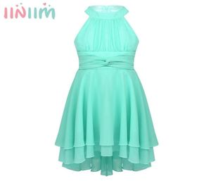 iiniim Kids Halter Pleated HighLow Hem Flower Girl Dress Princess Girls Summer Dresses Pageant Vestido de festa Party Dress5094303