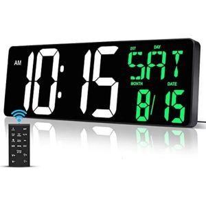 17 Inch Large Digital Wall Clock with Remote Control Automatic Brightness Dimmer Display 240106