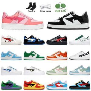 Designer Sta Sk8 Schuhe für Männer Frauen Low Top Sneakers Lack Schwarz Babyblau Rosa Orange Grün Grau Dreifach Weiß Braun Beige Marine Farbkombination Herrentrainer