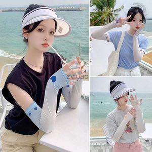 Arm Leg Warmers Fingerless Gloves Summer Ice Silk sports sleeve Sun Protection Cooling Covers Women Men Outdoor Cycling Running Sleeves Anti-UV Warmer YQ240106