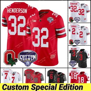 Emeka Egbuka Ohio State Miyan Williams Football Jersey Marvin Harrison Jr Josh Proctor Tuimoloau Kyle McCord Treveyon Henderson Buckeyes خياطة