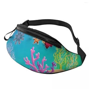 Waist Bags Tropical Marine Print Bag Coral Floral Design Polyester Funny Pack Female Climbing