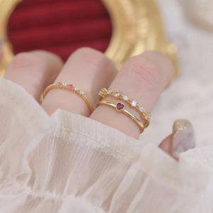 Cluster Rings 3pcs Luxury Color Zircon Set For Woman 2024 Korean Style Sexy Open Ring Party Joint Fashion Elegant Fine Jewelry Gift