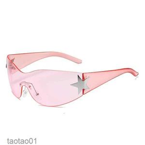 2023 Star One Piece Luxury Punk Rimless Solglasögon Kvinnor Brand Designer Y2K Sun Glasses Men Goggle Shades UV400 Fashion Eyewear SG559 2JWS0