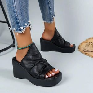 Pantofole Scarpe da donna in vendita Piattaforma casual femminile da spiaggia con zeppa tinta unita estiva da donna di alta qualità in punta aperta