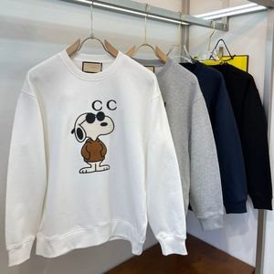 Famous designer men spring and autumn fashion universal trend letter dog print hatless hoodie