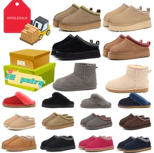 Yywholesale projektant Tazz Slipper Tasman fur slajd klasyczny nasiona gorczycy Ultra mini platforma but pochylony les petites zamszowe wełniane buty zimowe 4463ess