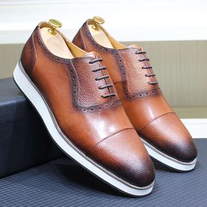 Klassiska mäns Oxford äkta läder handgjorda snörning casual skor för män solid cap toe sneakers manlig utomhus dagliga skor