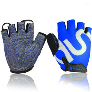 Cycling Gloves BOODUN Fingerless Sports Lycra Breathable Half-Finger Silicone Non-Slip Magic Easy Wear Buckle Bicycle