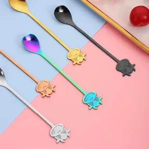 Spoons Behogar11.6/13.8 Cm Stainless Steel Puppy Dog Tea Coffee Ice Cream Spoon Teaspoon Tableware Home Kitchen Office Bar Party