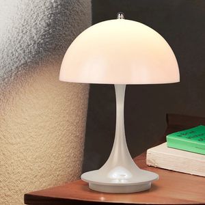 Led cogumelo pequena lâmpada de mesa portátil carregamento usb regulável flor bud lâmpada quarto lâmpada cabeceira 240105