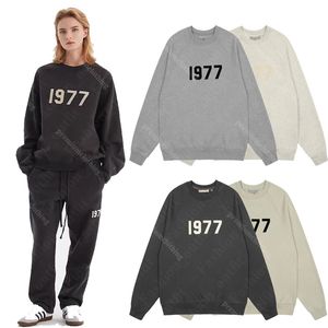 ESS Modelli Autunno e Inverno 1977 Felpa con cappuccio imbottita Felpa con cappuccio allentata americana da uomo Coppia FOG Ottava stagione Floccaggio Lettera Pullover