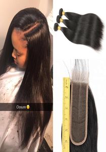 8A Cuticle Aligned Hair 3 Bundles With 2x6 Middle Part Swiss Lace Closure Straight Cheap Brazilian Human Hair Weaves Extension Nat6071946