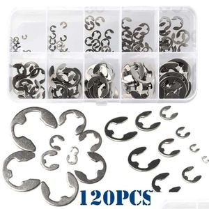 Outros eletrodomésticos de aço inoxidável E-Clip Snap Ring Variedade Kit Retendo Circlip Handware Ferramentas 1.5 2 3 4 5 6 7 8 9 10 Mm 120 Dh5Bn