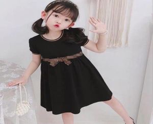 Barn bow söta klänningar elegant kort ärm kjol lyxig baby girl039s kläd spets prinsessan klänning7304370