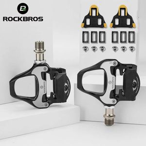 Rockbros SPD-SL Cycling Road Bike Bicycle Self-Locking Pedals Ultralight Aluminium Alloy 2 Sealed Bearing Bicycle Pedal Bike Part 240105