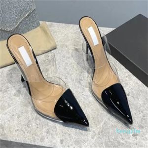 PVC Wskazane sandały na wysokim obcasie Summer Mash Modna Stiletto Designer Buty dla kobiet dziewcząt imprezowy ślub