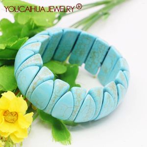 Charm Bracelets 10-24mm Blue Turkey Turquoise Bracelet Howlite Stone Gemstone Women Girls Elastic Hand Ornaments Fashion Jewelry Making