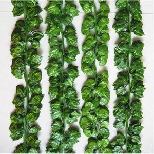 Dekorativa blommor 2.1m 12 st. Wired Ivy Leaves Garland Silk Artificial Vine Greenery For Wedding Home Office Decoratiove Wreaths 2024 Style