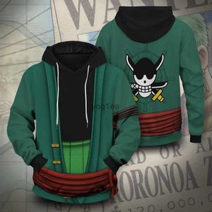 Moletons masculinos Moletons Anime Hoodies One Piece Roronoa Zoro Pulôveres Masculino / Feminino Bolsos Streetwear Harajuku Moletons Oversized Roupas Masculinas