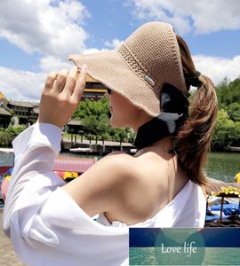 Woman039S Sun Hats Female Bowknot Visor Caps Hand Made Raffia Straw Summer Cap Casual Shade Hat tom Top Hat Girls Beach Hat F5684272