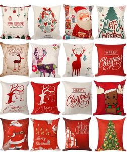 4545cm Pillow Case Christmas Decorations For Home Santa Clause Christmas Deer Cotton Linen Cushion Cover Home Decor8232465