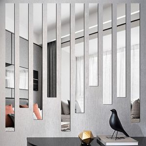 Mirror Stripe Acrylic 3D Wall stickers Living room Bedroom Simple lines Wall Decoration Restaurant TV background wall stickers 2103045