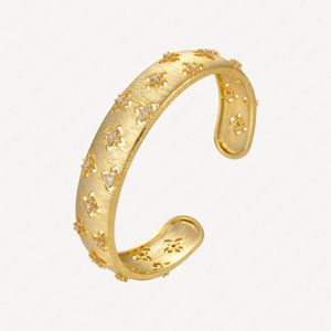 Manschettenblumen, klassisches modisches Manschettenarmband, 18 Karat vergoldet, Diamant-Armbänder, Charm-Armreif, Eis-Armreifen, Weihnachtsgeschenk-Accessoires