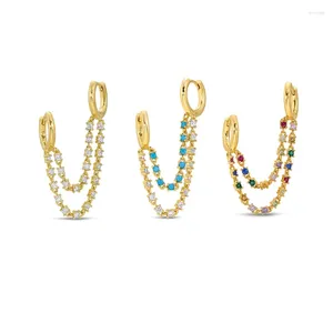 Orecchini pendenti Aide INS coreano colorato CZ zircone doppia catena nappa per le donne di lusso placcato oro 18 carati gioielli fai da te