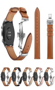 Silver Butterfly Buckle Watch Genuine Leather Strap Replacements Honor Magic 1 2 Band 22mm For Huawei GT 2 GT2 Replacements7443483