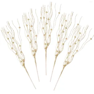 Dekorativa blommor Dragon Whiskers blötade guldpulverbollar Konstgjorda växter stam för vasdekorfödelse julprydnader