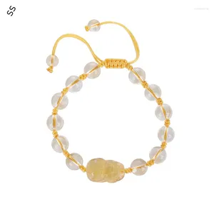 Strang Natürliche Gelbe Kristall Geflochtenes Seil Armband Für Mädchen Charme Mode Einstellbare Hand Umfang 15-20 CM Bekleidungszubehör