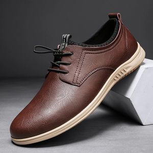 Autumn Men S Casual Spring Leather Derby Sapato Man clássicos marrom preto calmo agradável à prova d'água para masculino Claic Claic