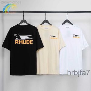 Herr t-shirts sommar vår mode streetwear swallow tryck rhude t skjortor män kvinnor 1 bomull aprikos svart vit tee topp zlid