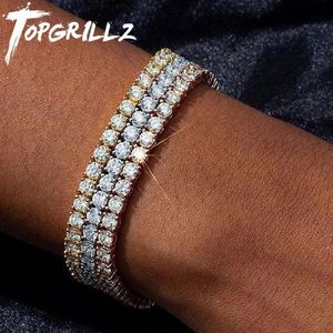 M6mm herrvinnor AAA Cubic Zirconia Tennis Armband Hip Hop smycken Iced Out 1 Row Gold Color Cz Charms för gåvor 240105