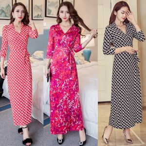 2022 New Spring Summer Autumn Hot Selling Women's Casual Fashion Long Printing Bandage Sexy Dress on Vacation Cheap