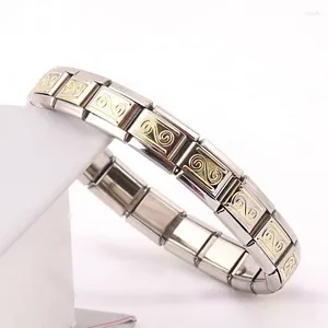 Bangle Fashion Stainless Steel Stars Cross Elastic Italian Links Charm Bracelet Simple Design Men Women DIY Jewelry 2024