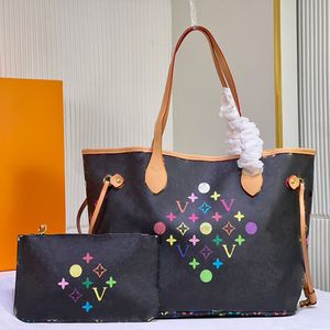 DesignersHoulder Bag färgade bokstäver Logo Composite Bag Läder Hög kapacitet Bagwallet String Handväska Luxury Crossbody Tote Bag for Women