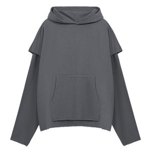 Double Heavyweight Hooded Pullover Sweatshirt Grey Mens Womens Oversized Hoodie Outerwear