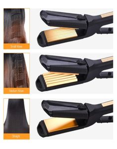 3 I 1 Electric Hair Starten Crimper Korrugerad Curl Hair Plate Titanium Flat Iron Curling Corn Hair Wave Corrugated7463011