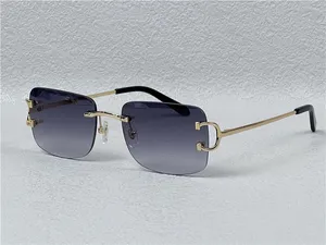 Herren Gezeiten Spiegel Rahmen Brille für Frauen Vintage Sonnenbrille Männer Design Rahmenlose Quadratische Form Brillen UV400 Gold Licht Sonne Weniger