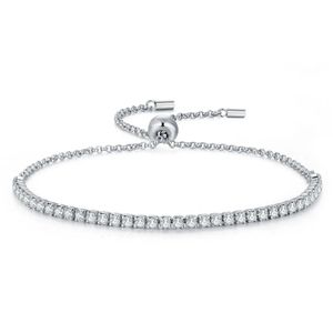 Белый любовник из стерлингового серебра 925 пробы, регулируемые теннисные браслеты для женщин, ювелирные изделия с кристаллами CZ, подарок, модный браслет 240105