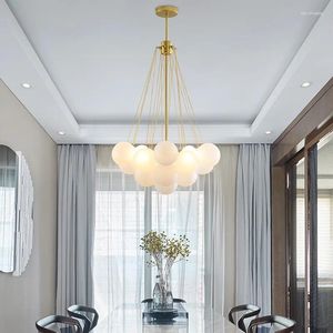 Pendant Lamps Bubble Glass Chandelier 19/37 Balls Black Gold Chandeliers Modern Lamp For Dining Room Living Decoration