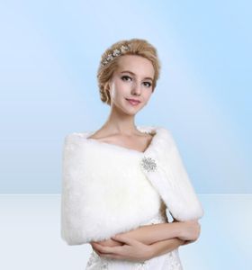 Faux Fur Bridal wzruszony ramionami Ziewstka Załączość ukradła kurtki bolerowe Płaszcz idealny do zimowej panny młodej ślub