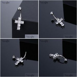 Näsringar Studs Nose Rings Studs Trendy Crystal Zircon Cross Belly Button Ring Piercing Fashion Navel Nail Puncture Body Jewelry A DHFCM