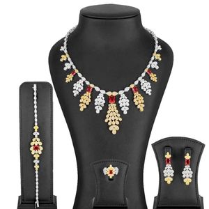 Band Rings Missvikki Luxury Flower Cluster African Choker Necklace Jewelry Sets For Women Wedding Cubic Zircon CZ Dubai Bridal AccessoriesL240105