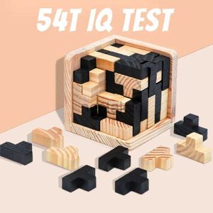 Intelligence toys Creative 3D Wooden Cube Puzzle Ming Luban Interlocking Educational Toys For Children Kids Brain Teaser Early Learning Toy Gift 24327