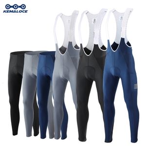 KEMALOCE Pantaloni da ciclismo da uomo Estate Autunno Quick Dry Blu Nero Grigio Gel Pad MTB Pantaloni con bretelle da bici Calzamaglia lunga traspirante di fascia alta 240105