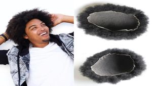 French Lace Afro Curly Mens Toupee 8x10 Inch Full Lace Curly Toupee för afroamerikanska män Hårstycksersättningssystem Human HA2810941